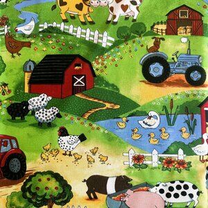 Farm Life Cotton Fabric